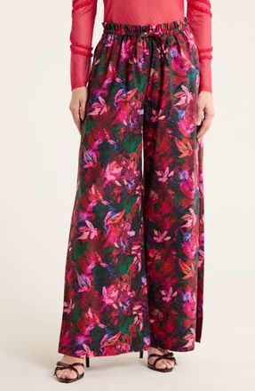 Ulla Johnson Sawyer Floral Cotton Wide Leg Pants in Hibiscus at Nordstrom Rack, Size 6