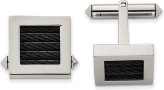 Diamond2Deal Titanium Polished Black IP-plated Wire Cufflinks