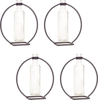 Melrose International Modern Hanging Bottle Vase in Circle Stand (Set of 4) - Grey