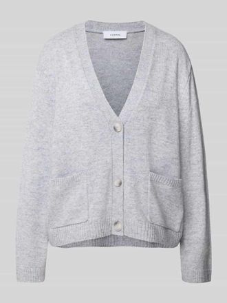 Comma Strickjacke aus Woll-Mix mit V-Ausschnitt in Silber, Gr&ouml;&szlig;e 36
