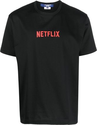 Junya Watanabe Netflix-print cotton T-shirt - men - Cotton - M - Black