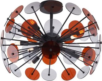 QAZQA Qazqa - Art Déco Lámpara de techo Art Déco negra con ámbar y cristal ahumado - Atomic Plástico /Metálica Esfera Adecuado para led Max. 9 x 8 Watt