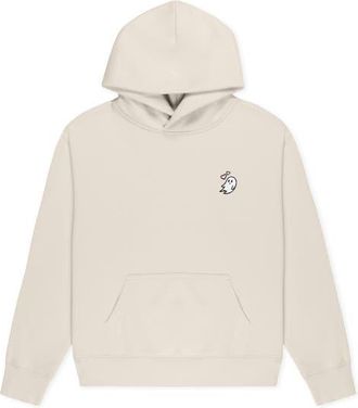 Dalix Heartly Ghost Relaxed Midweight Fleece Pullover Hoodie in Ecru at Nordstrom, Size Xx-Large