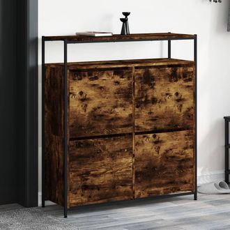vidaXL Vidaxl - Mueble Zapatero 4 Cajones Abatibles Roble Ahumado 100x34x112 Cm