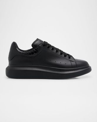 Alexander McQueen Mens Leather and Python Oversized Sneakers