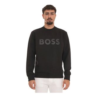 HUGO BOSS Hugo, Sweatshirts, male, Black, Size: 2XL Salbo Crewneck sweatshirt