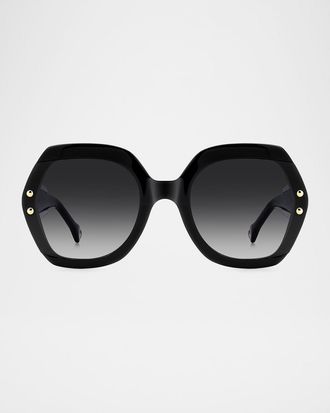 Carolina Herrera Logo-Print Round Acetate Sunglasses