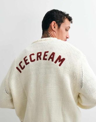 Icecream cardigan lavorato a maglia con stampa sul retro bianco