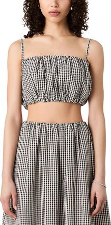 French Connection Gingham Cropped Top In Black