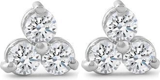 Pompeii3 2ct Three Stone Diamond Earrings 14K White Gold