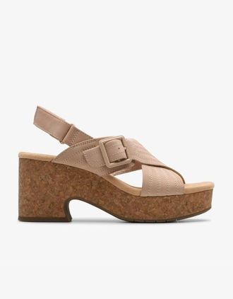 Clarks Womens Clarks Nerisa West in Sand nubuck - Cream/Brown - Size: 5/D standard