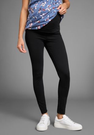 Neun Monate Umstandsleggings NEUN MONATE Hose mit extrabreitem Umschlag, 2in1 Optik, Damen, Gr. 44/46, N-Gr, schwarz, Jersey, Obermaterial: 95% Baumwolle, 5% Elas