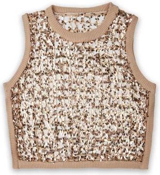 Saachi Embellished Cropped Openwork Sweater Vest in Blush at Nordstrom Rack
