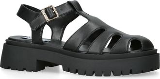 Steve Madden Womens Leather Minsk Black Sandals - Size UK 5