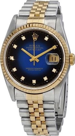 Rolex Pre-owned Rolex Datejust 36 Automatic Diamond Blue Dial Mens Watch 16233 BLDJ