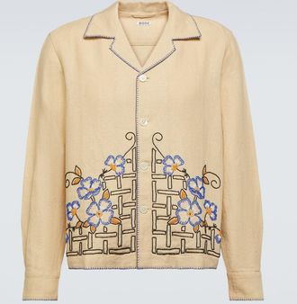 Bode Himalayan Poppy embroidered linen shirt
