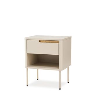 Koketto Home Mesita de noche moderna de 45 cm en color beige con caj&oacute;n y estante