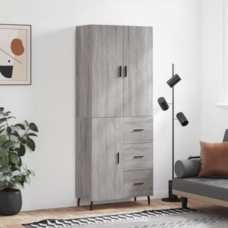 vidaXL Vidaxl - Aparador Alto Madera Contrachapada Gris Sonoma 69,5x34x180 Cm
