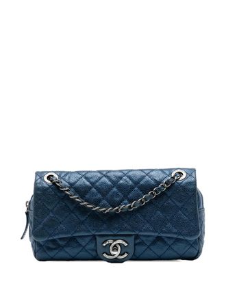 Chanel 2012 Medium Quilted Iridescent Caviar Easy Flap shoulder bag - women - Caviar Leather - One Size - Blue