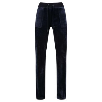 Juicy Couture Broeken, Dames, Blauw, M, Polyester, Klassieke Velours Del Ray Trainingsbroeken