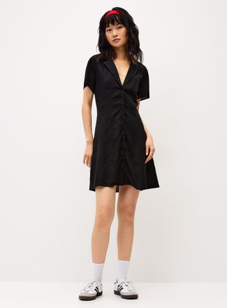 Twik Womens Linen-blend notched collar shirtdress