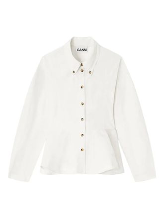 Ganni peplum-detail button shirt - White
