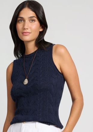 Onia Linen Cable Knit Tank in Noir Navy at Nordstrom, Size X-Large