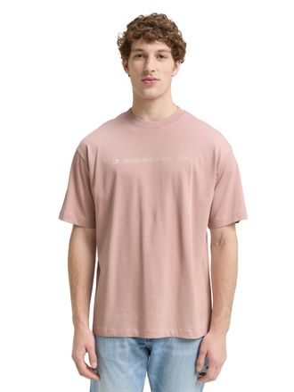 Tom Tailor Denim T-Shirt TOM TAILOR DENIM, Herren, Gr. XL, rosa (smoky rose), Single Jersey, Obermaterial: 100% Baumwolle, bedruckt, regular fit taillenbedeckt, Rundha