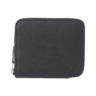 Herm&egrave;s Black Epsom Leather Silk Wallet (Bi-Fold) (Pre-Owned)