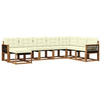vidaXL Conjunto De Sof&aacute;s De Exterior Con Coj&iacute;n 8 Pcs Natural Y Crema Vidaxl