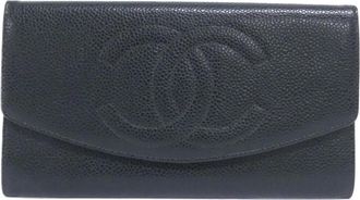 Chanel Dark Green Grained Calfskin Wallet (Bi-Fold) (Pre-Owned)