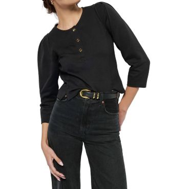 Nation Ltd Janney Henley Top In Jet Black