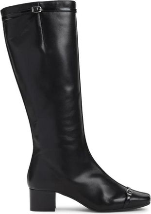 Carel Klassieke leren kniehoge laarzen met gespdetail - Dames - Hoge Laarzen - Zwart - 36 EU - Leer - Schoenen