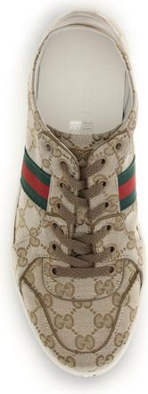 Gucci Mens Sneakers Stretch Gg Fabric Vint Sand-Cashew-Vrv Upper Trainers Sand/cashew/vrv