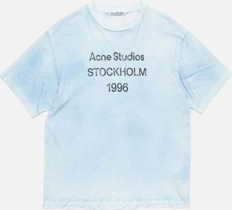 Acne Studios Mens Acne Studios Stockholm Logo T-Shirt in Dusty Blue - Size: 44