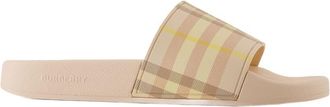 Burberry Womens Lf Furley Sandals - Burberry Synthetic Beige Pink Shoes Flat-Shoes