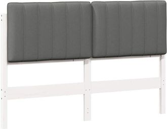vidaXL Upholstered Headboard White and Light Grey 140 cm vidaXL