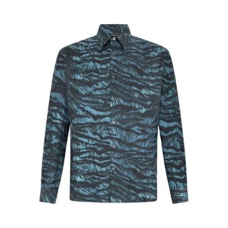 Roberto Cavalli Heren, Overhemden, Blauw, Maat: L Zijde