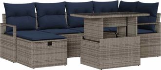 vidaXL Conjunto De Sof&aacute; De Jard&iacute;n 7 Uds. Rat&aacute;n Sint&eacute;tico Vidaxl