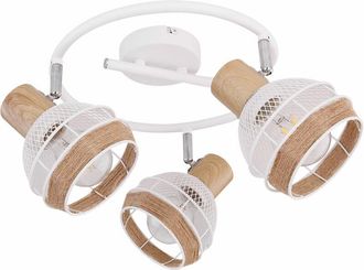 ETC Shop Etc-shop - Plafoniera vintage spot roundel faretto regolabile effetto legno soggiorno illuminazione gabbia lampada