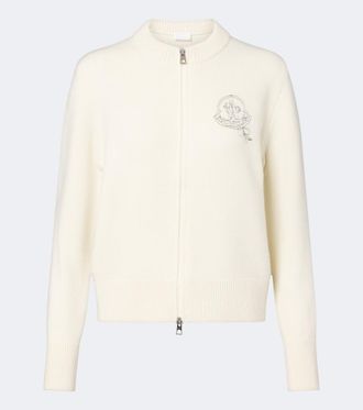 Moncler Embroidered wool and cashmere cardigan