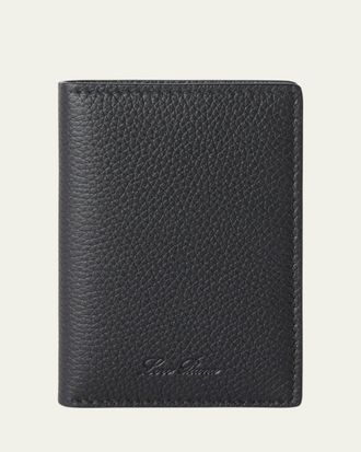 Loro Piana Mens Leather Vertical Bifold Card Holder