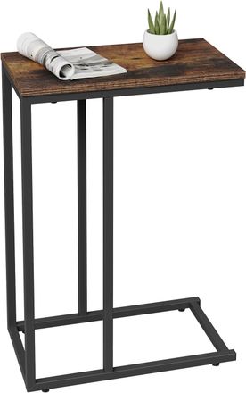 Woltu Woltu - Mesa Auxiliar Para Sala De Estar, Mesa De Centro, Sof&aacute;, Mesa Consola, Marr&oacute;n R&uacute;stico Y Negro