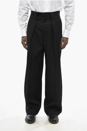 Jil Sander Virgin Wool Wide-Leg Trousers With One Pleat size 46