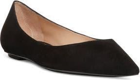 Stuart Weitzman Emilia Pointed Toe Flat in Black Suede at Nordstrom Rack, Size 6.5