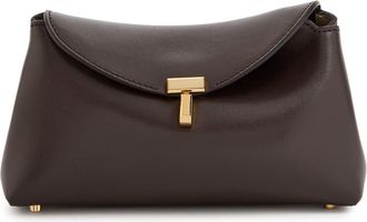 Toteme T-lock Mini Leather Clutch - Chocolate - One Size