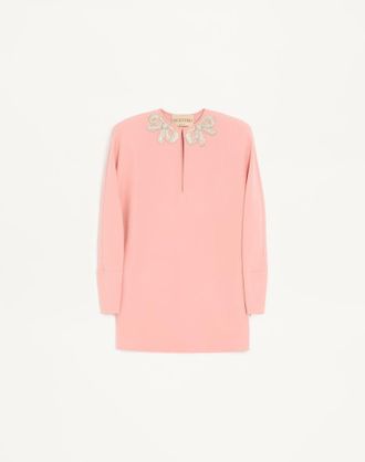 Valentino Abito Corto In Cady Couture Ricamato Donna ROSA/SILVER 36