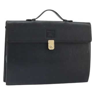 Burberry Pre-owned Handbags, female, Black, Size: ONE SIZE Pre-owned Leather Briefcase
