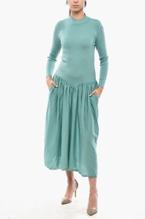 Stella McCartney Vestito in Lana Vergine a Coste con Parte Inferiore Svasata Stella McCartney