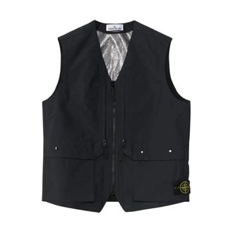 Stone Island Vests, male, Black, Size: L Metal Lamina Poly Ripstop Vest